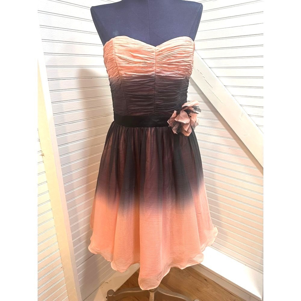 Y2K Betsey‎ Johnson Ombre Dress Women's 4 Strapless Formal Black & Pink Ruched